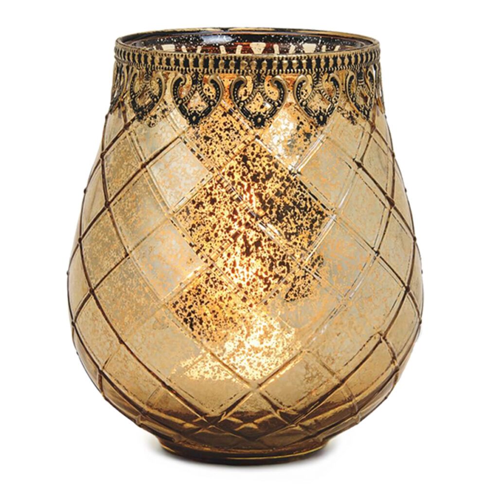 matches21 - Webshop Vintage Kerzenglas Windlicht gold in 3 Groessen Modernes Windlichtglas als Kerzenstaender Laterne und Teelichthalter Boho Kerzenhalter Teelichtglas fuer Wohnzimmer Tisch Deko Balkon 15 18