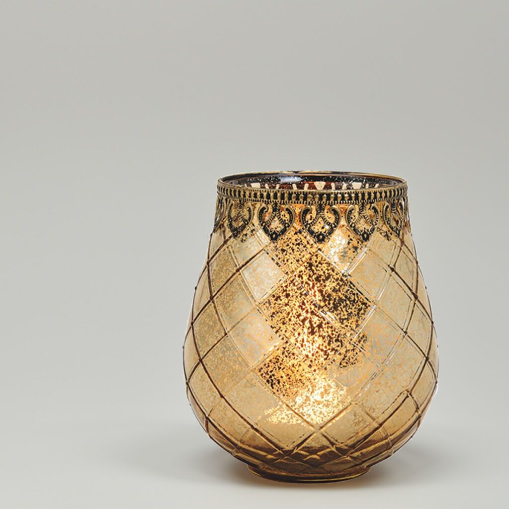 matches21 - Webshop Vintage Kerzenglas Windlicht gold in 3 Groessen Modernes Windlichtglas als Kerzenstaender Laterne und Teelichthalter Boho Kerzenhalter Teelichtglas fuer Wohnzimmer Tisch Deko Balkon 18 22