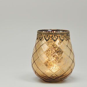 matches21 - Webshop Vintage Kerzenglas Windlicht gold in 3 Groessen Modernes Windlichtglas als Kerzenstaender Laterne und Teelichthalter Boho Kerzenhalter Teelichtglas fuer Wohnzimmer Tisch Deko Balkon 18 54