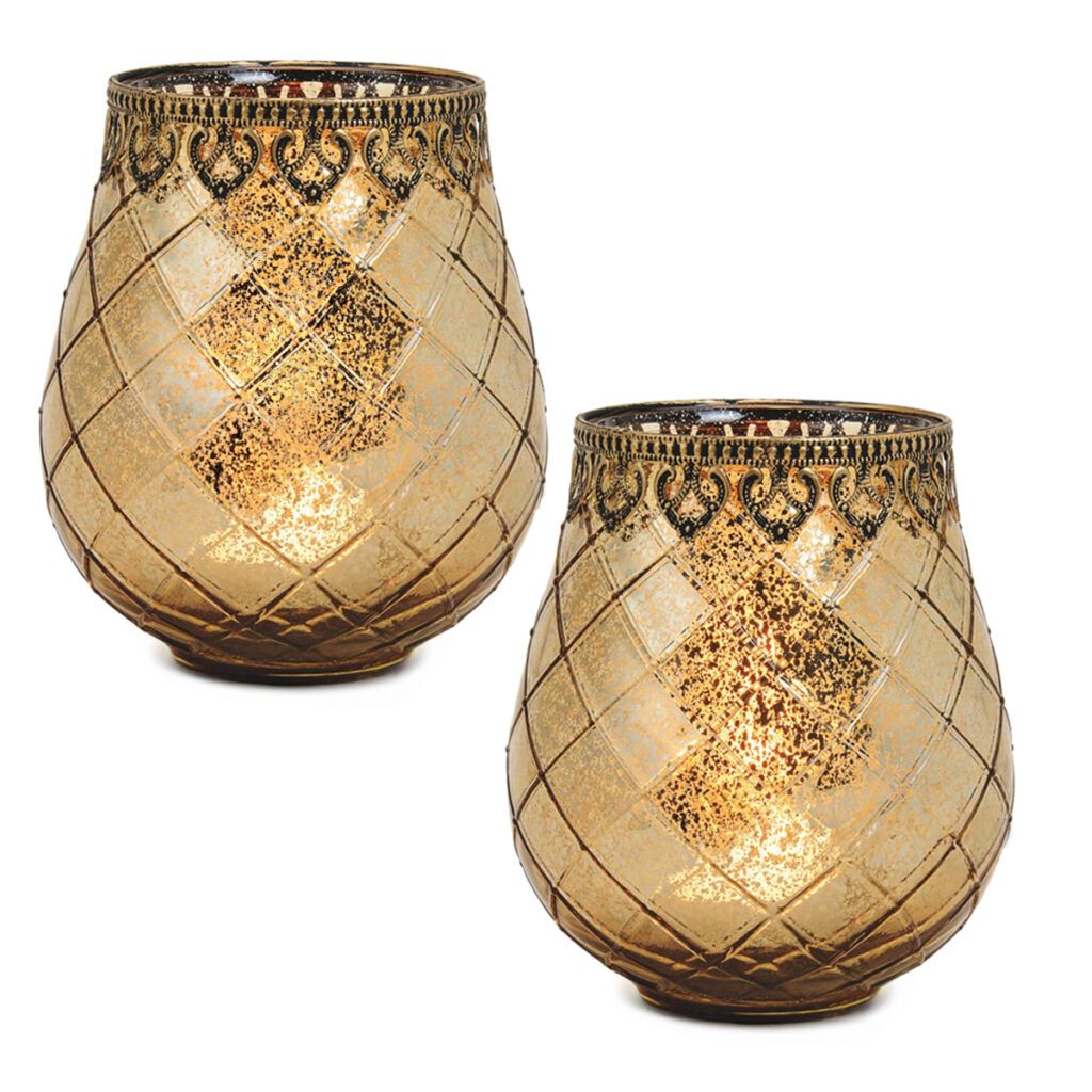 matches21 - Webshop Vintage Kerzenglas Windlicht gold in 3 Groessen Modernes Windlichtglas als Kerzenstaender Laterne und Teelichthalter Boho Kerzenhalter Teelichtglas fuer Wohnzimmer Tisch Deko Balkon 24 19