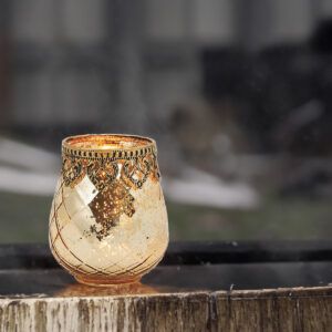 matches21 - Webshop Vintage Kerzenglas Windlicht gold in 3 Groessen Modernes Windlichtglas als Kerzenstaender Laterne und Teelichthalter Boho Kerzenhalter Teelichtglas fuer Wohnzimmer Tisch Deko Balkon 4 38