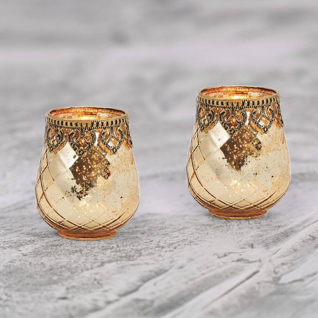 matches21 - Webshop Vintage Kerzenglas Windlicht gold in 3 Groessen Modernes Windlichtglas als Kerzenstaender Laterne und Teelichthalter Boho Kerzenhalter Teelichtglas fuer Wohnzimmer Tisch Deko Balkon 5 7