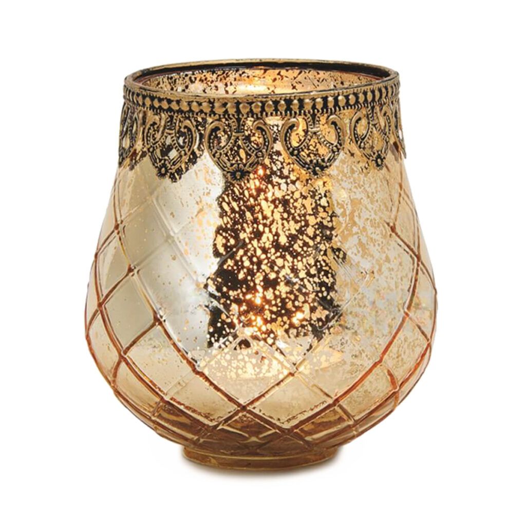 matches21 - Webshop Vintage Kerzenglas Windlicht gold in 3 Groessen Modernes Windlichtglas als Kerzenstaender Laterne und Teelichthalter Boho Kerzenhalter Teelichtglas fuer Wohnzimmer Tisch Deko Balkon 8 10