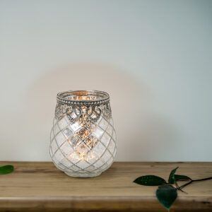 matches21 - Webshop Vintage Kerzenglas Windlicht silber in 3 Groessen Modernes Windlichtglas als Kerzenstaender Laterne und Teelichthalter Boho Kerzenhalter Teelichtglas fuer Wohnzimmer Tisch Deko Balko 10 104