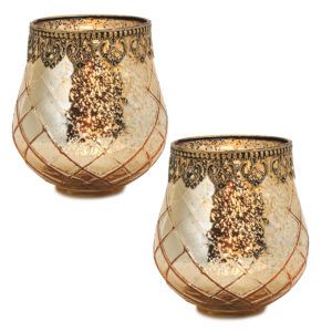 matches21 - Webshop Vintage Kerzenglas Windlicht silber in 3 Groessen Modernes Windlichtglas als Kerzenstaender Laterne und Teelichthalter Boho Kerzenhalter Teelichtglas fuer Wohnzimmer Tisch Deko Balko 32 123