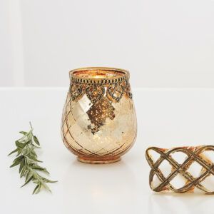 matches21 - Webshop Vintage Kerzenglas Windlicht silber in 3 Groessen Modernes Windlichtglas als Kerzenstaender Laterne und Teelichthalter Boho Kerzenhalter Teelichtglas fuer Wohnzimmer Tisch Deko Balko 42 131