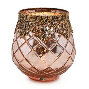 matches21 - Webshop Vintage Kerzenglas Windlicht silber in 3 Groessen Modernes Windlichtglas als Kerzenstaender Laterne und Teelichthalter Boho Kerzenhalter Teelichtglas fuer Wohnzimmer Tisch Deko Balko 60 151