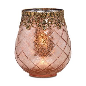 matches21 - Webshop Vintage Kerzenglas Windlicht silber in 3 Groessen Modernes Windlichtglas als Kerzenstaender Laterne und Teelichthalter Boho Kerzenhalter Teelichtglas fuer Wohnzimmer Tisch Deko Balko 61 152