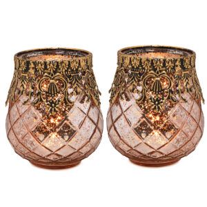 matches21 - Webshop Vintage Kerzenglas Windlicht silber in 3 Groessen Modernes Windlichtglas als Kerzenstaender Laterne und Teelichthalter Boho Kerzenhalter Teelichtglas fuer Wohnzimmer Tisch Deko Balko 63 153