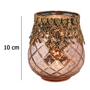 matches21 - Webshop Vintage Kerzenglas Windlicht silber in 3 Groessen Modernes Windlichtglas als Kerzenstaender Laterne und Teelichthalter Boho Kerzenhalter Teelichtglas fuer Wohnzimmer Tisch Deko Balko 66 157