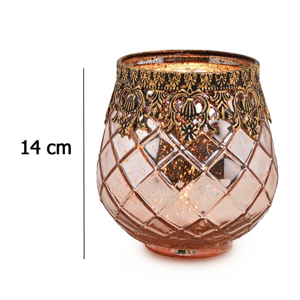 matches21 - Webshop Vintage Kerzenglas Windlicht silber in 3 Groessen Modernes Windlichtglas als Kerzenstaender Laterne und Teelichthalter Boho Kerzenhalter Teelichtglas fuer Wohnzimmer Tisch Deko Balko 67 253