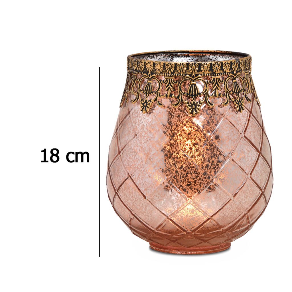 matches21 - Webshop Vintage Kerzenglas Windlicht silber in 3 Groessen Modernes Windlichtglas als Kerzenstaender Laterne und Teelichthalter Boho Kerzenhalter Teelichtglas fuer Wohnzimmer Tisch Deko Balko 68 259