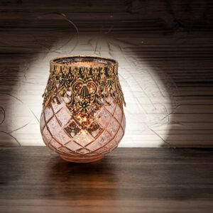 matches21 - Webshop Vintage Kerzenglas Windlicht silber in 3 Groessen Modernes Windlichtglas als Kerzenstaender Laterne und Teelichthalter Boho Kerzenhalter Teelichtglas fuer Wohnzimmer Tisch Deko Balko 69 158