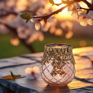 matches21 - Webshop Vintage Kerzenglas Windlicht silber in 3 Groessen Modernes Windlichtglas als Kerzenstaender Laterne und Teelichthalter Boho Kerzenhalter Teelichtglas fuer Wohnzimmer Tisch Deko Balko 70 159