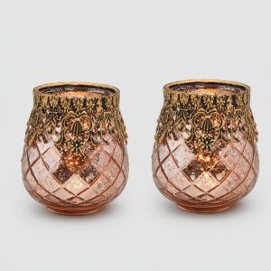 matches21 - Webshop Vintage Kerzenglas Windlicht silber in 3 Groessen Modernes Windlichtglas als Kerzenstaender Laterne und Teelichthalter Boho Kerzenhalter Teelichtglas fuer Wohnzimmer Tisch Deko Balko 73 162