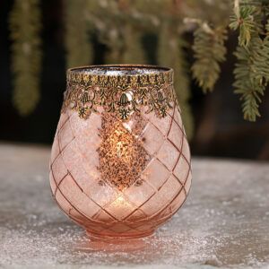 matches21 - Webshop Vintage Kerzenglas Windlicht silber in 3 Groessen Modernes Windlichtglas als Kerzenstaender Laterne und Teelichthalter Boho Kerzenhalter Teelichtglas fuer Wohnzimmer Tisch Deko Balko 80 171