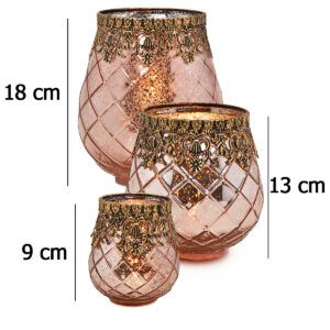 matches21 - Webshop Vintage Kerzenglas Windlicht silber in 3 Groessen Modernes Windlichtglas als Kerzenstaender Laterne und Teelichthalter Boho Kerzenhalter Teelichtglas fuer Wohnzimmer Tisch Deko Balko 84 175