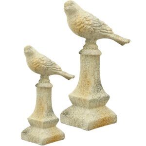 matches21 - Webshop Vogelstatuen Figuren Antik Voegel Podest Gartendeko Poly creme 2 Groessen 124459 1 10