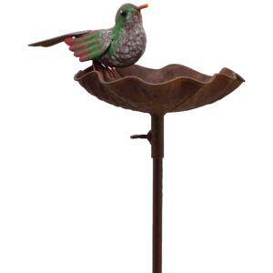 matches21 - Webshop Vogeltraenke Vogelbad Blatt mit Vogel Figur Futterstelle Gartendeko Metall 122 cm 120782 4