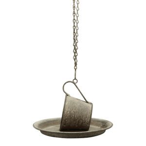 matches21 - Webshop Vogeltraenke haengend Futterplatz Vogelbad Metall Shabby grau 46 5 cm 124491 1 15