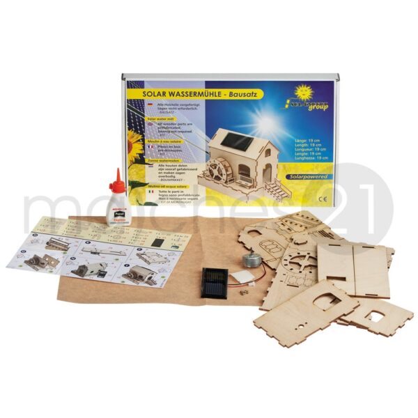 matches21 - Webshop Wassermuehle mit Solarantrieb Bausatz f Kinder aus Holz Bastelset ab 9 Jahren 120608 1 2