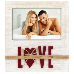 matches21 - Webshop Wechselrahmen 3D Schriftzug LOVE Bilderrahmen Holz weiss rot 1 Stk 10x15 cm 123563 1 1 3