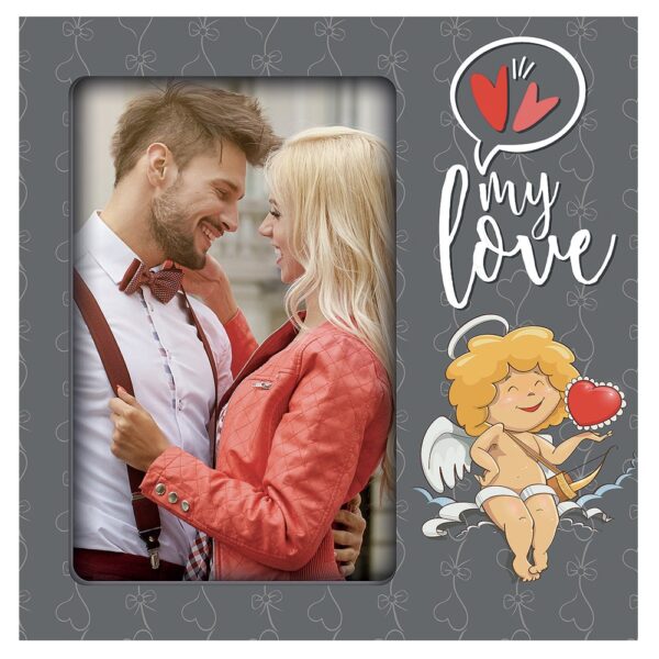 matches21 - Webshop Wechselrahmen Schriftzug MY LOVE mit Dekodruck Holz mehrfarbig 1 Stk 10x15 cm 123579 1 1