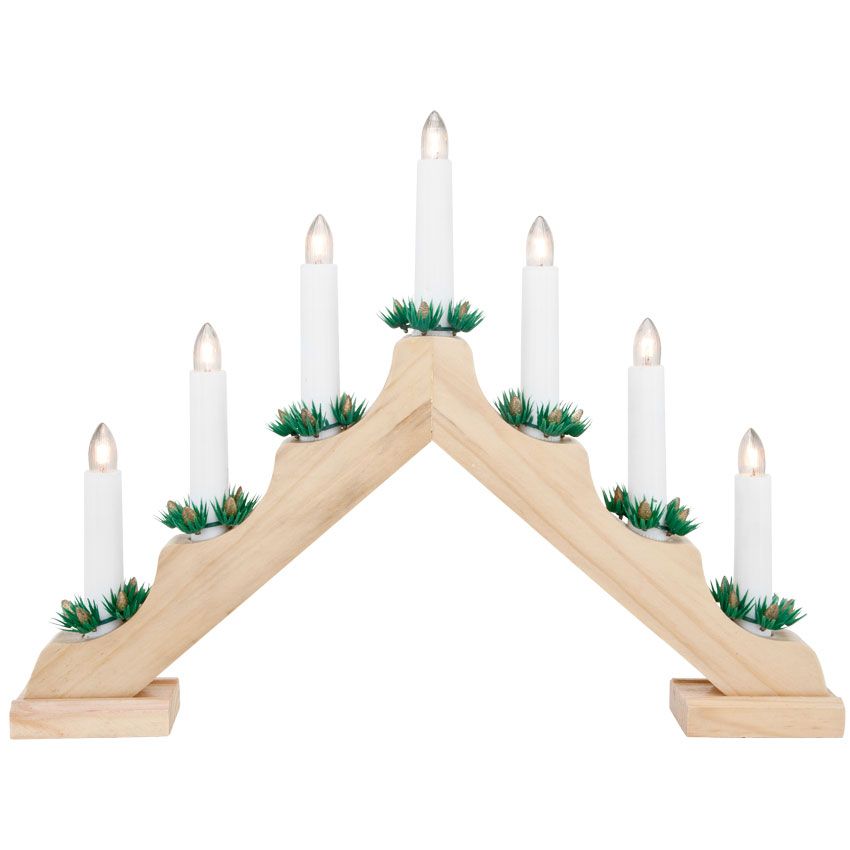 matches21 - Webshop Weihnachtsleuchter Fensterleuchter Holz 7 flammig Batteriebetrieben in 3 Farben 119789 1 2