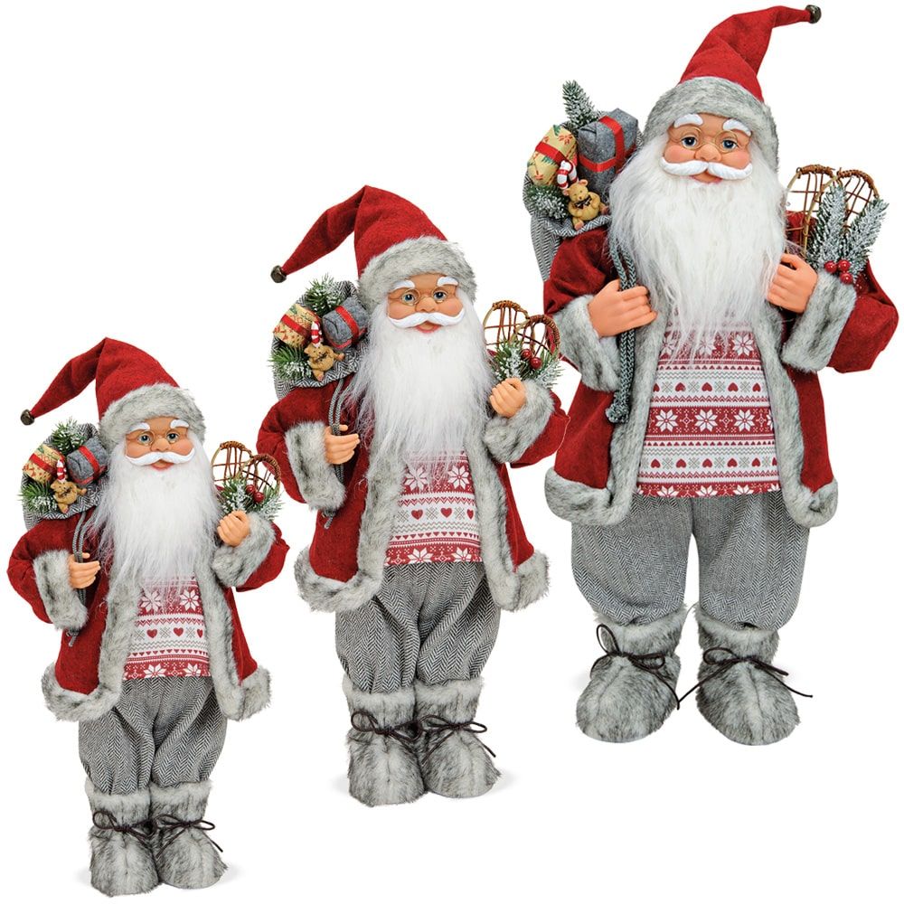 matches21 - Webshop Weihnachtsmaenner Santas Sack Schneeschuhe grau Figuren Weihnachten 1 Stk 3 Groessen 119583 1 21