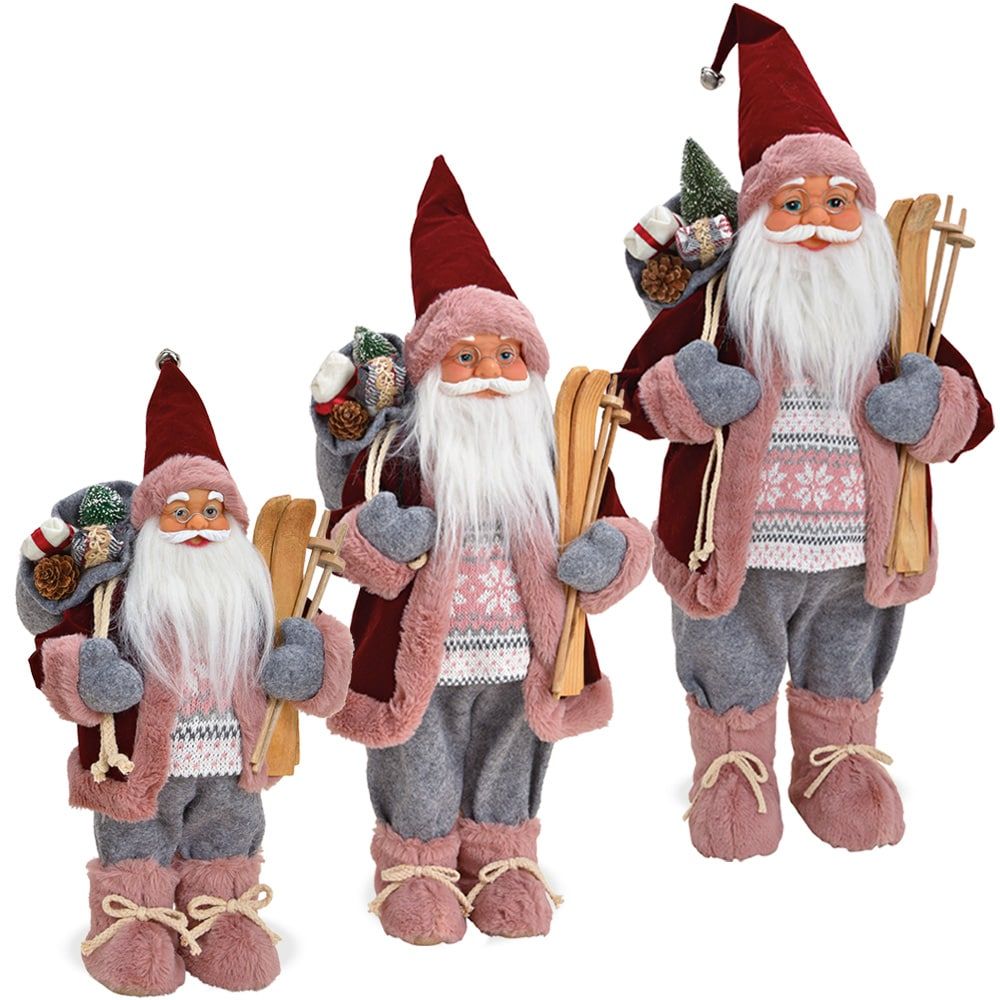 matches21 Weihnachtsmaenner Santas Sack Ski rosa grau rot Figuren Weihnachten 1 Stk 3 Groessen 119584 1 1