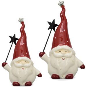 matches21 - Webshop Weihnachtsmaenner mit Stern Stab Dekofigur Weihnachtsdeko rot weiss in 2 Groessen 125442 1 1 12