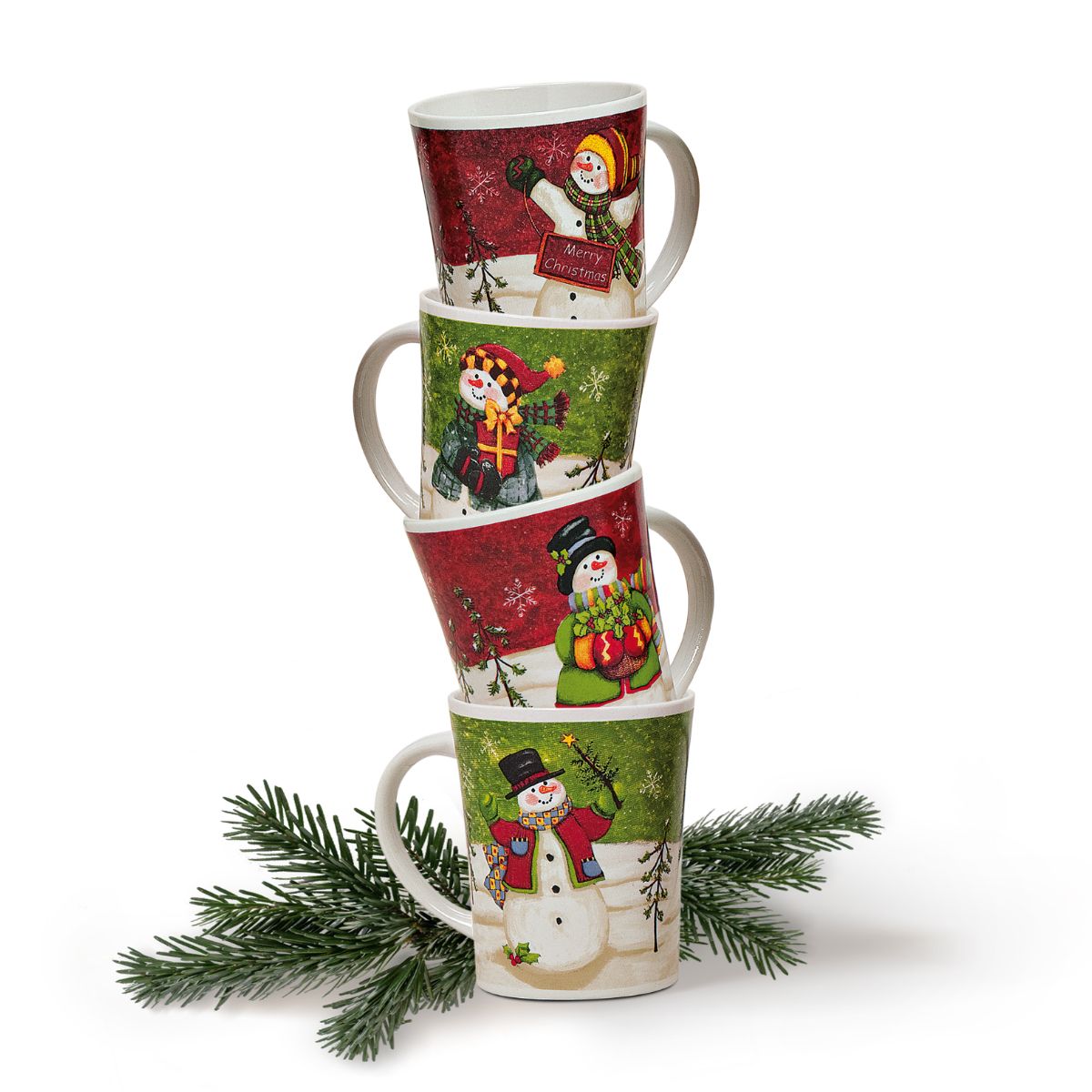 matches21 - Webshop Weihnachtstassen Tassen Becher Kaffeebecher Schneemann 4er Set 11 cm 450 ml 106792 1 1 9