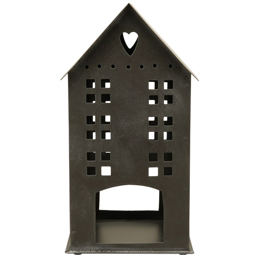 matches21 - Webshop Windlicht Haeuschen Haus Fenster Teelichthalter schwarz 14 5x16x27 5 cm 125386 1 1