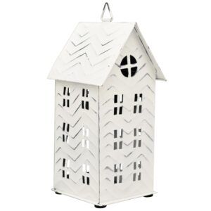 matches21 - Webshop Windlicht Haus Haeuschen Vogelhaus Laterne Deko Fenster und Aufhaengung Metall weiss 119555 1 5