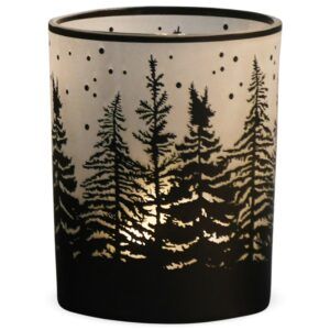 matches21 Windlicht Tannenbaeume schwarz Teelichthalter 10x12 5 cm 126660 1 4