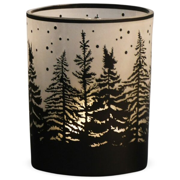 matches21 - Webshop Windlicht Tannenbaeume schwarz Teelichthalter 10x12 5 cm 126660 1 2