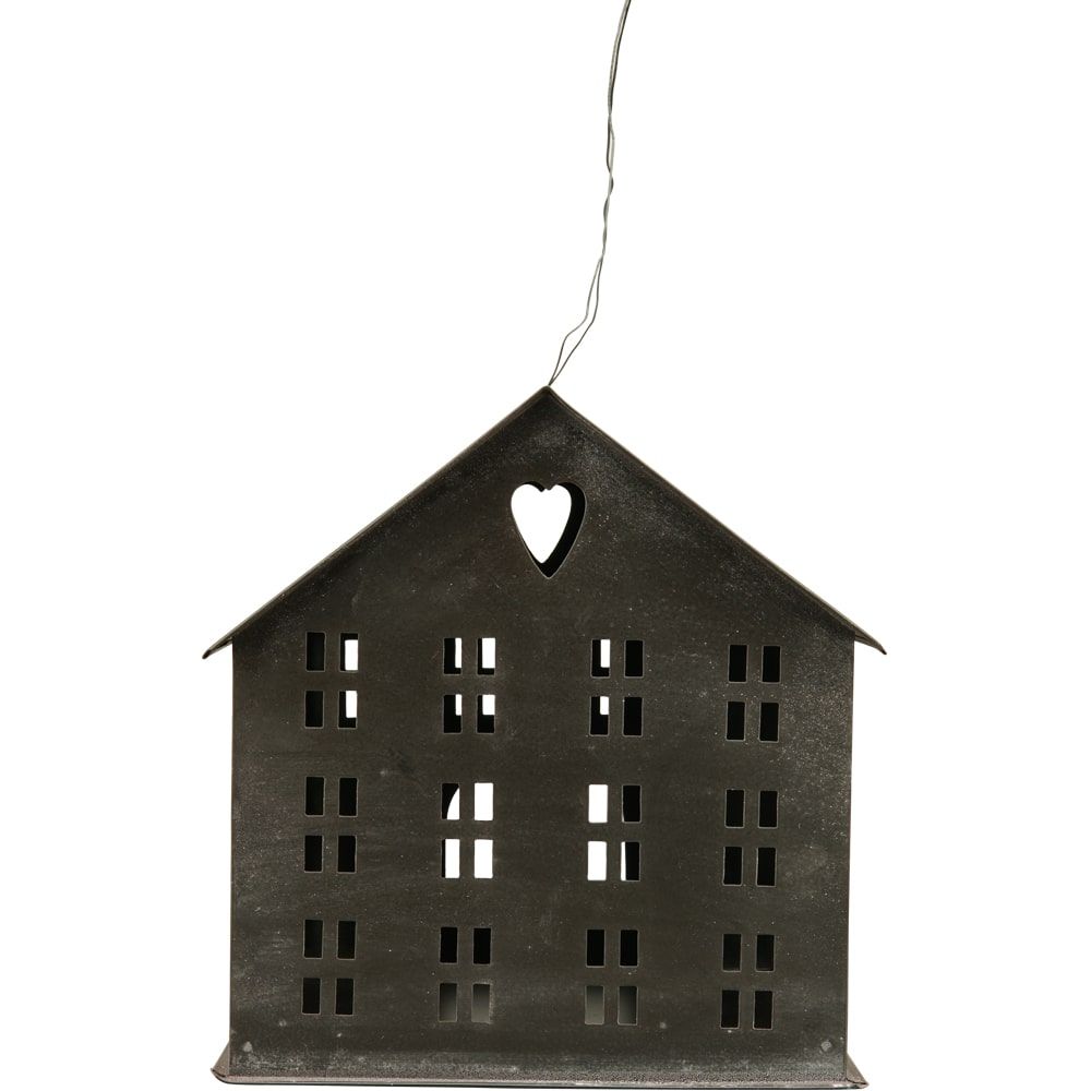 matches21 Windlichter Haeuschen Haus Fenster Teelichthalter schwarz in 2 Groessen 125384 1 1 2