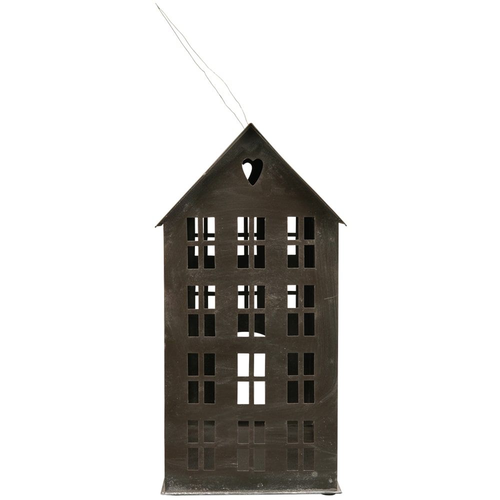 matches21 Windlichter Haeuschen Haus Fenster Teelichthalter schwarz in 2 Groessen 125384 2 1 3