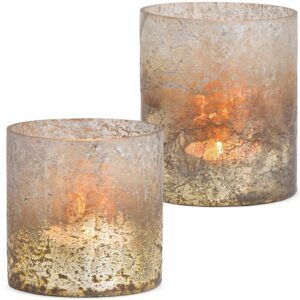 matches21 - Webshop Windlichter Teelichtglaeser dickes Glas Shabby Vintagelook grau 1 Stk 2 Groessen 122031 3 1 13