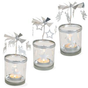 matches21 - Webshop Windlichter mit Karussell rotierend silber Metall Glas 3er Set sort 8x7 cm 119601 1 7