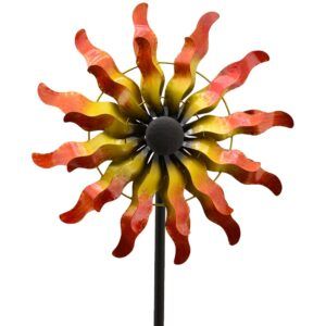 matches21 - Webshop Windrad Gartendeko Metall Wellen Sonne gegenlaeufig gold orange 1 Stk 39 5x167 5 cm 120761 1 6