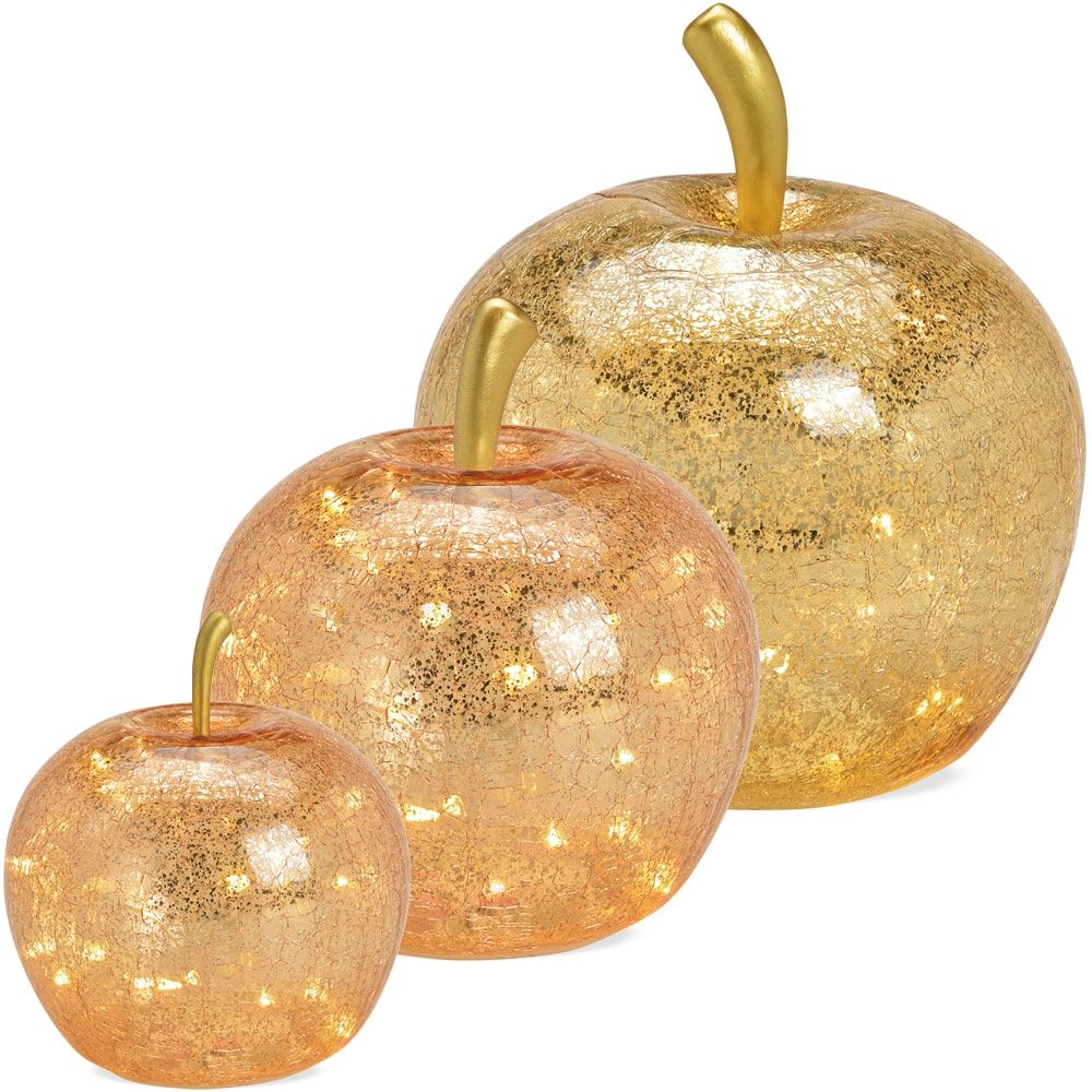 matches21 - Webshop aepfel und LED Lichter und Timer Dekoaepfel Dekoobst Glas Obst gold 1 Stk in 3 Groessen 122659 1 11