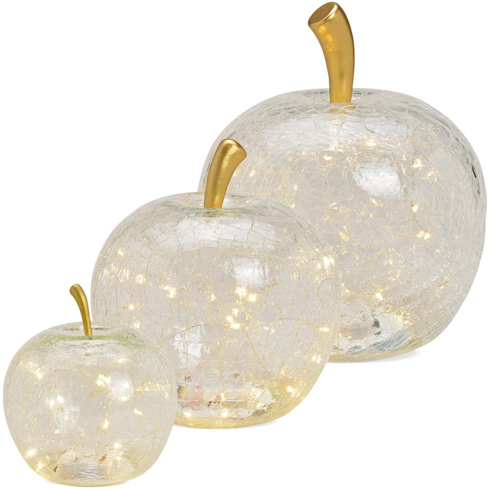 matches21 - Webshop aepfel und LED Lichter und Timer Dekoaepfel Dekoobst Glas Obst transparent 1 Stk in 3 Groessen 122541 3 1 1