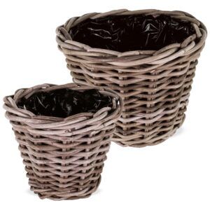 matches21 - Webshop uebertoepfe geflochten Blumenkoerbe Blumentoepfe Rattan natur 2 Groessen 126356 1 3