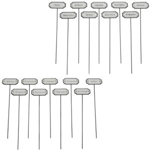 matches21 - Webshop 9 teiliges Kraeuterstecker Set Metall Hochbeet Kraeuterbeet und Gewaechshaus Kraeuterschilder fuer Garten und Balkon Witterungsbestaendige Metall Pflanzenschilder Kraeutergarten 28 cm 1 13