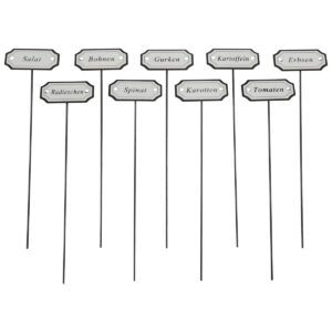 matches21 - Webshop 9 teiliges Kraeuterstecker Set Metall Hochbeet Kraeuterbeet und Gewaechshaus Kraeuterschilder fuer Garten und Balkon Witterungsbestaendige Metall Pflanzenschilder Kraeutergarten 28 cm 2 15