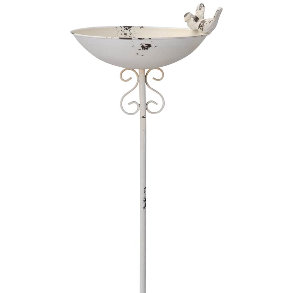 matches21 Elegante Vogeltraenken am Stab aus Eisen Frostsichere Vogelbrunnen mit Erdspiess in Weiss Braun Grau und Gruen verschiedene Ausfuehrungen Wetterfeste Gartendeko perfekt fuer Garten 1 2