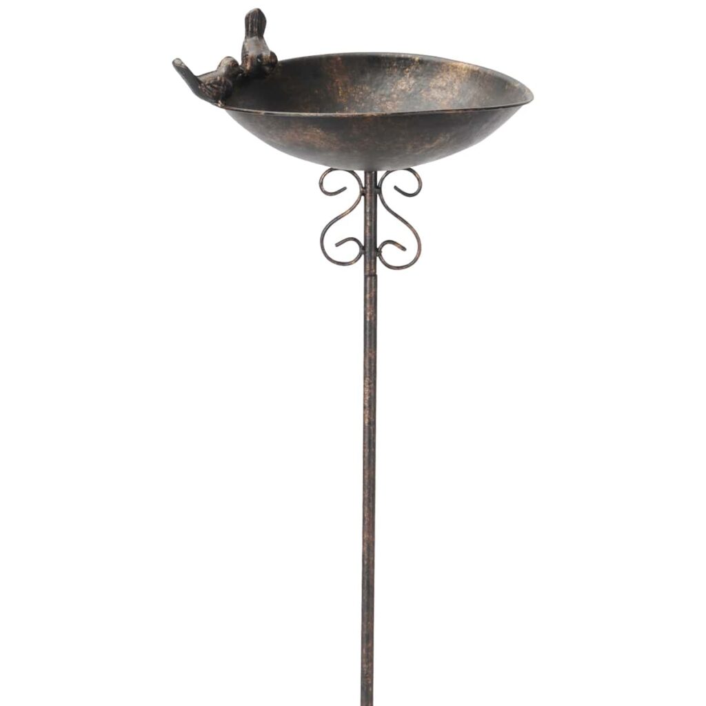 matches21 Elegante Vogeltraenken am Stab aus Eisen Frostsichere Vogelbrunnen mit Erdspiess in Weiss Braun Grau und Gruen verschiedene Ausfuehrungen Wetterfeste Gartendeko perfekt fuer Garten 2 3