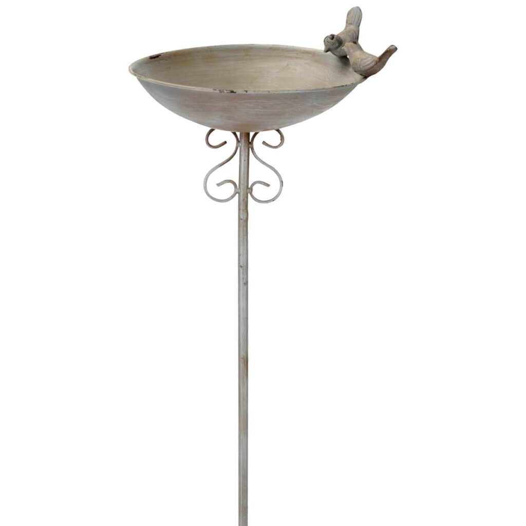 matches21 Elegante Vogeltraenken am Stab aus Eisen Frostsichere Vogelbrunnen mit Erdspiess in Weiss Braun Grau und Gruen verschiedene Ausfuehrungen Wetterfeste Gartendeko perfekt fuer Garten 3 4