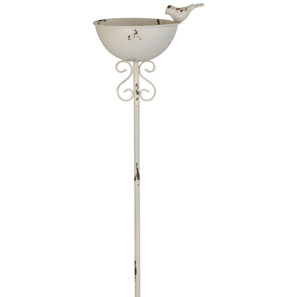 matches21 Elegante Vogeltraenken am Stab aus Eisen Frostsichere Vogelbrunnen mit Erdspiess in Weiss Braun Grau und Gruen verschiedene Ausfuehrungen Wetterfeste Gartendeko perfekt fuer Garten 6 6